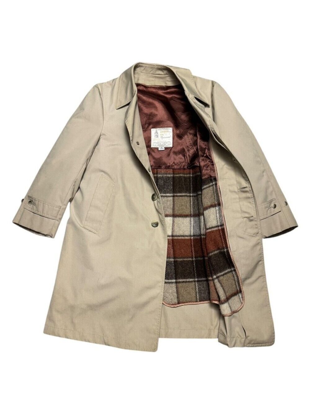 LONDON FOG MAINCOATS Vintage Retro 90s Business Casual Trench Coat Mens 42S